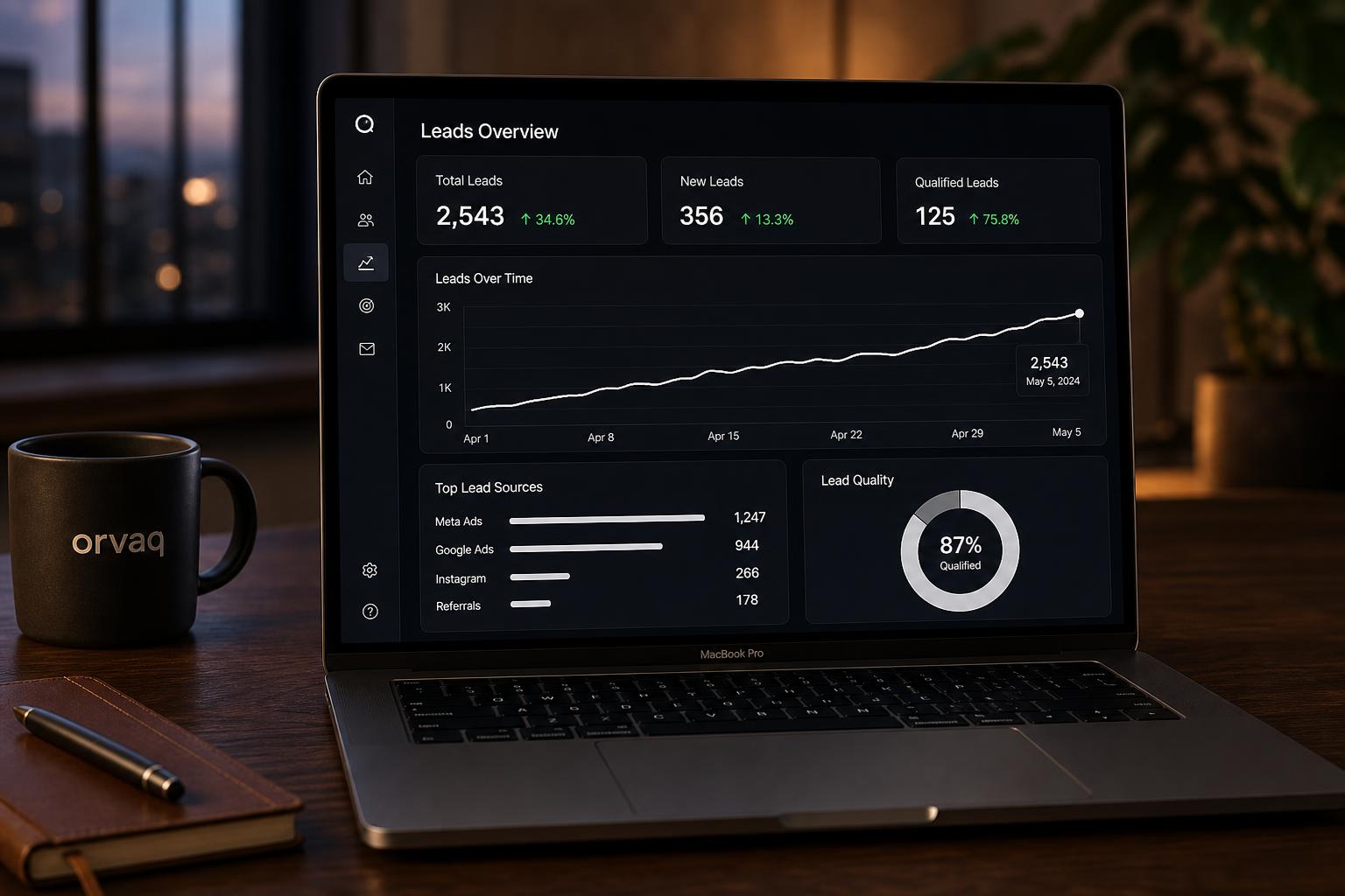 Leads overview — 2,543 total leads